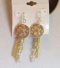 CHICOS TWO TONE SQUARE FLOWERED DANGLE EARRINGS  