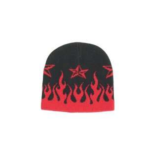  New Ski Snowboard Beanie Hat Black with Red Flames and 