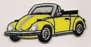 Yellow Convertible VW Beetle Slug Bug Applique Patch  