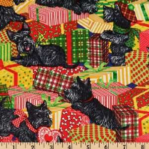  45 Wide Scottie Christmas Gifts Multi Fabric By The Yard 
