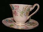   ~PINK FLORAL~ Cup & Saucer Gold Trim Made in England Pink Bone China