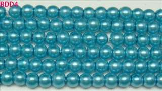 3mm Faux Glass Pearl Loose simulated Beads Blue Round Charm Fit 