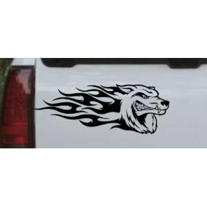 Black 3in X 8.1in    Wolf With Tribal Flames Tribal Car Window Wall 