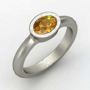  Byzantium Ring, Oval Citrine Platinum Ring Jewelry