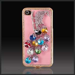 Bling Multicolor Lg Peacock on Pink & Gold Elite Collection Luxury 