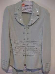 St JOHN Evening Rhinestone Knit Jacket Skirt Suit 4 6  