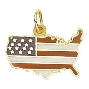  Rembrandt Charms USA Map Charm, Gold Plated Silver 