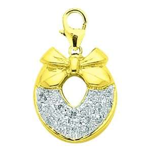  14K Yellow Gold Diamond Wreath Charm Jewelry