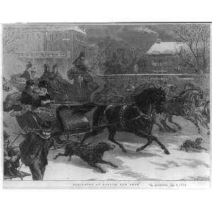   ,New York,N.Y.,1873,winter,horse drawn sleighs,dogs