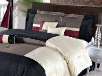 New Bedding Taffeta Faux Silk Multi Color Comforter Set Queen King Cal 