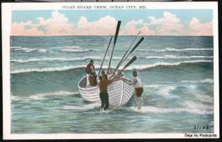 OCEAN CITY MD US Coast Guard Crew Boat Vintage Postcard  