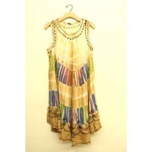 Tie Dye Beige Sundress / Swimsuit cover up Hand Made In India One Size 