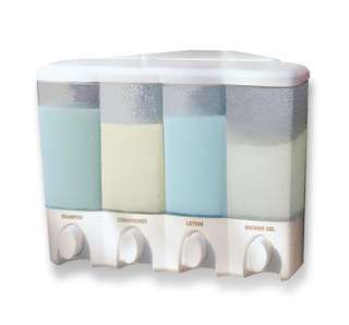 New Clear Choice Quad Soap & Shampoo Dispenser   White  