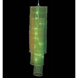  34 Pre Lit Sheer Green Fabric Column Lantern Party Light 