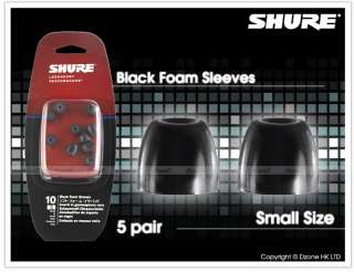 GENUINE Shure Black Foam Sleeves Small Size 5 Pair for SE215 SE315 
