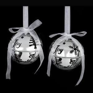  18 Joy Silver Jingle Bell with Cut Out Design Christmas 