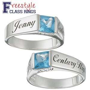   Silver Square Stone Class Ring   Personalized Jewelry Jewelry