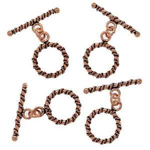  Real Copper Twisted Rope Wrap Large Toggle Clasps 17mm (4 