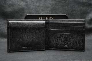 GUESS BY MARCIANO BLACK GENUINE LEATHER BIFOLD WALLET  