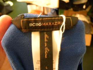 BCBG MAXAZRIA Cobalt Blue Silky Short Sleeve Top L  