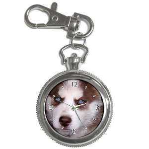  Siberian Husky Puppy Dog 17 Key Chain Pocket Watch N0631 