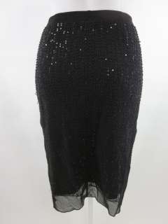 LAUNDRY SHELLI SEGAL Blk Knee Length Beaded Skirt Sz 2  