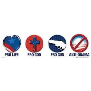  Pro Life Pro God Pro Gun Anti Obama Bumper Sticker 