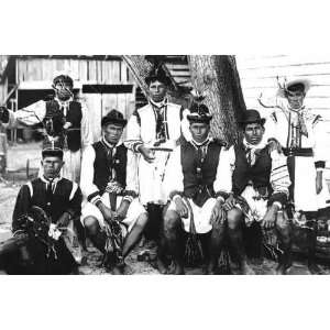  Group of Seminole Braves by unknown. Size 26.50 X 17.75 