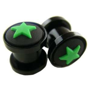   Ear Plugs   Solid Green Star Saddle Ear Gauges (3/8 Gauge) Toys
