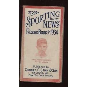   The Sporting News Record Book Carl Hubbell Front Cover   MLB Books