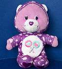 TCFC 2004 CARE BEARS SHARE BEAR purple outfit w/ hood pajamas PLUSH