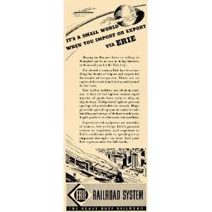 1935 Ad Erie Railroad Train Shipment Harbor Features   Original Print 