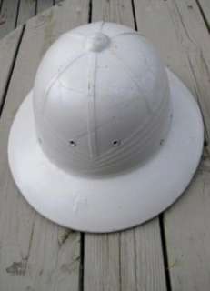 This is a white safari jungle helmet or hard hat.
