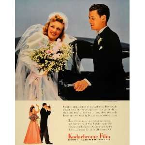  1941 Ad Kodachrome Color Home Movie Film Bride Groom 