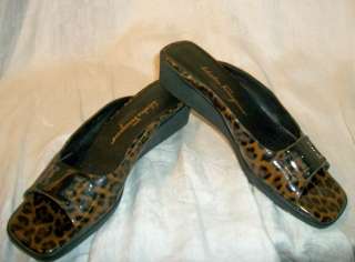   Boutique Made in Italy Patent Leather Leopard Wedges 8 1/2 AAAA VGC