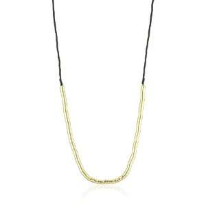  Shashi Yellow Gold Plated and Black Cord Snake Necklace 