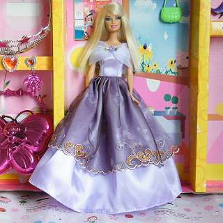 New Fashion Handmade Princess Clothes Dress Gown for Barbie doll 015xO 