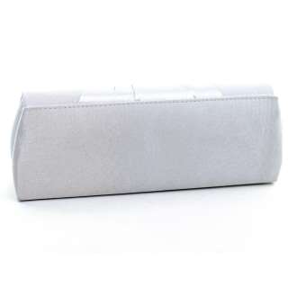 Pleated flap over front clutch evening purse bag white  