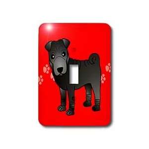 Janna Salak Designs Dogs   Cute Chinese Shar Pei Black Coat   Red Paw 