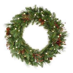   Christmas Wreath w/ 35 WmWht Battery Operated Lights