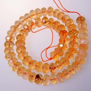 9x6mm Rondelle Faceted Gemstone Beads Strand 15.5 Inch Citrine  