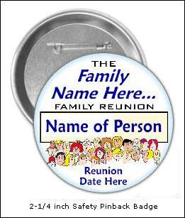  Family Reunion Pin Badge Name Tags   fru01. Custom Made Family 