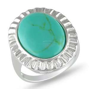   Sterling Silver Oval Shape Turquoise Gemstone Cocktail Ring Jewelry