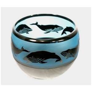  Correia Designer Art Glass, Bowl Whales, black/aqua