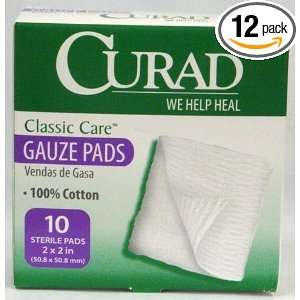   Gauze Pads 2 X 2 100% Cotton 10 in a Box (Pack of 12) Health