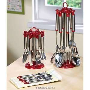  Red Serveware Set and Stand 