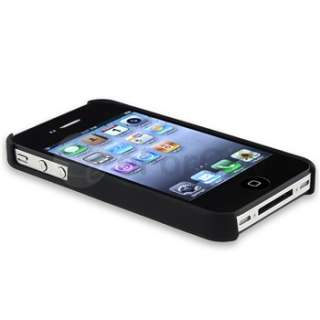 Black Rubber Coated Snap on Hard Case Cover For Apple iPhone 4 G 4S 
