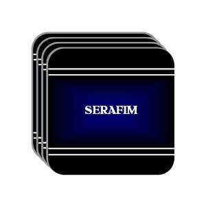 Personal Name Gift   SERAFIM Set of 4 Mini Mousepad Coasters (black 