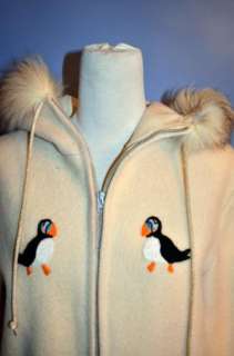 VINTAGE LADIES INUIT ESKIMO PUFFIN PARKA with SHELL Size SMALL  