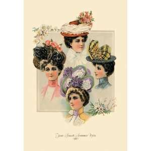 Exclusive By Buyenlarge Four Smart Summer Hats 12x18 Giclee on canvas 